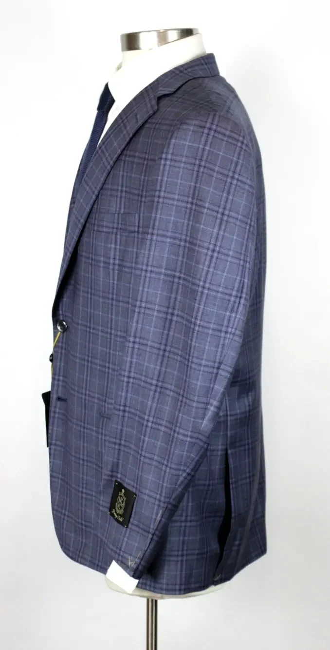 Heritage Sport Coat 46 R Mens Purple Plaid 130s Wool B Fit Two Button Blazer